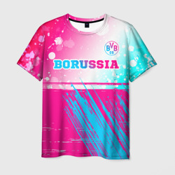 Мужская футболка 3D Borussia neon gradient style посередине