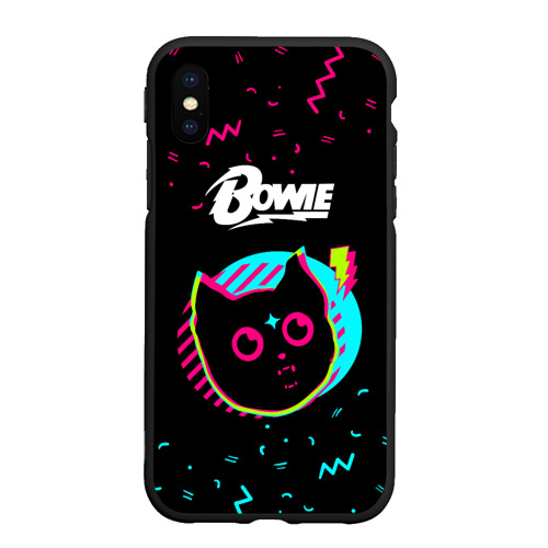 Чехол для iPhone XS Max матовый David Bowie - rock star cat