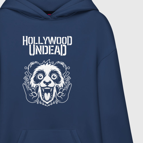Худи SuperOversize хлопок Hollywood Undead rock panda, цвет темно-синий - фото 3
