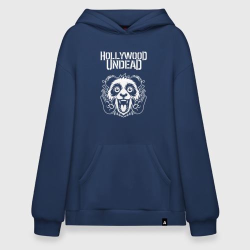 Худи SuperOversize хлопок Hollywood Undead rock panda, цвет темно-синий