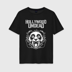 Женская футболка хлопок Oversize Hollywood Undead rock panda