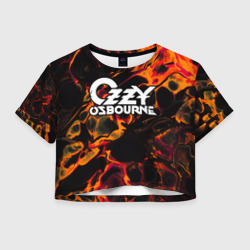 Женская футболка Crop-top 3D Ozzy Osbourne red lava