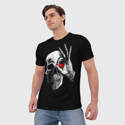 Мужская футболка 3D Скелет светящийся глаз - фото 2