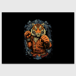Тигр в стойке тайский  бокс – Поздравительная открытка с принтом купить