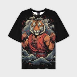 Тигр в стойке  тайский бокс – Мужская футболка oversize 3D с принтом купить со скидкой в -50%