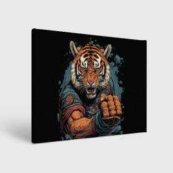 Тигр в стойке  тайский  бокс – Холст прямоугольный с принтом купить