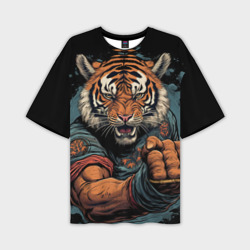 Тигр в стойке  тайский  бокс – Мужская футболка oversize 3D с принтом купить со скидкой в -50%
