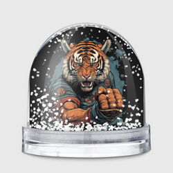 Тигр в стойке  тайский  бокс – Игрушка Снежный шар с принтом купить со скидкой в -20%
