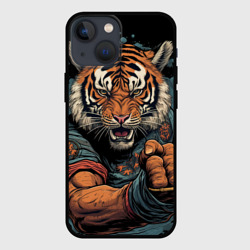 Тигр в стойке  тайский  бокс – Чехол для iPhone 13 mini с принтом купить