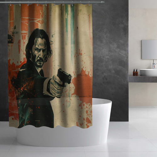 Штора 3D для ванной Джон Уик с пистолетом - фото 2