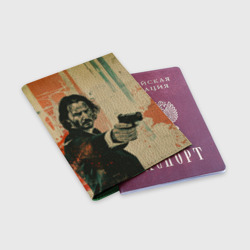 Обложка для паспорта матовая кожа Джон Уик с пистолетом - фото 2