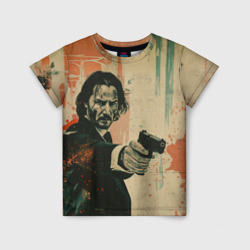 Детская футболка 3D Джон Уик с пистолетом
