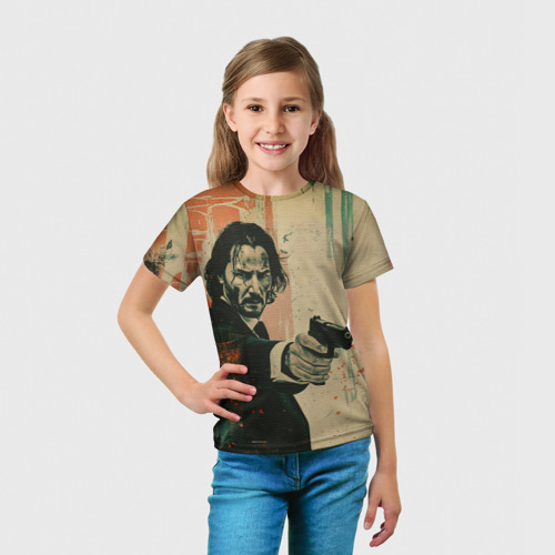 Детская футболка 3D Джон Уик с пистолетом, цвет 3D печать - фото 5