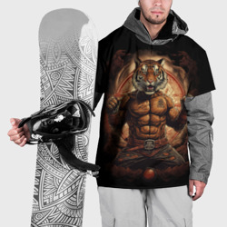 Накидка на куртку 3D Муай - Тай боевой тигр в перчатках