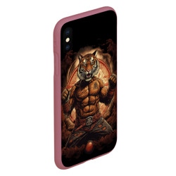 Чехол для iPhone XS Max матовый Муай - Тай боевой тигр в перчатках - фото 2