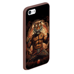 Чехол для iPhone 5/5S матовый Муай - Тай боевой тигр в перчатках - фото 2