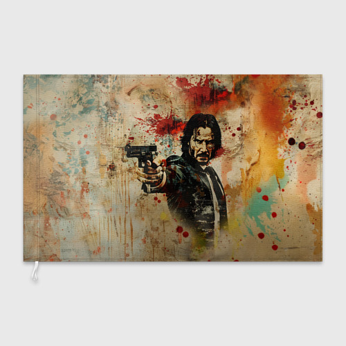 Флаг 3D Джон Уик с пистолетом в стиле гранж - фото 3