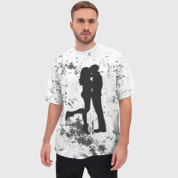 Мужская футболка oversize 3D Силуэт парня с девушкой в обнимку - фото 2