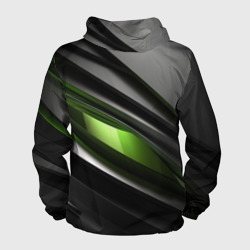 Ветровка с принтом Black green  abstract geforce style для мужчины, вид сзади №1. Цвет основы: белый