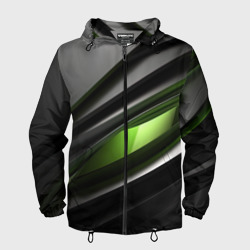Black green  abstract geforce style – Мужская ветровка 3D с принтом купить