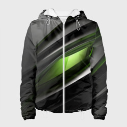 Женская куртка 3D Black green  abstract geforce style