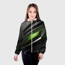 Женская куртка 3D Black green  abstract geforce style - фото 2
