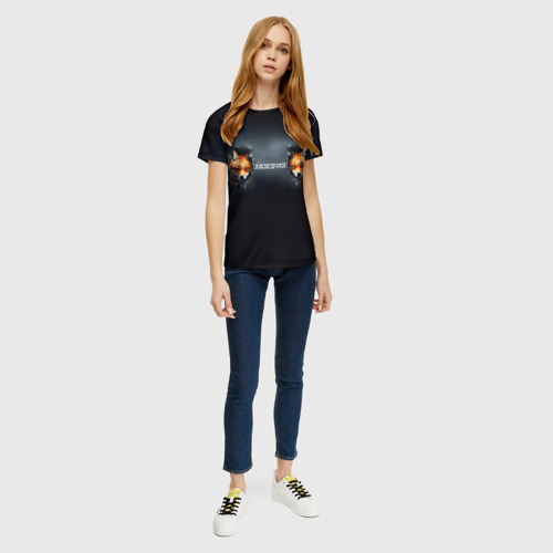 Женская футболка 3D Две лисы в трещинах: лисисечки, цвет 3D печать - фото 5