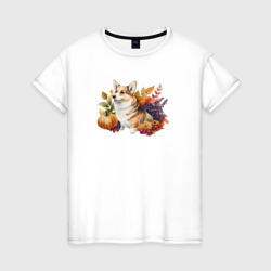 Вельш корги пемброк осенний арт – Женская футболка хлопок с принтом купить со скидкой в -20%