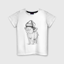 Детская футболка хлопок Новогодняя свинка