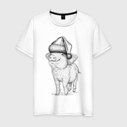 Новогодняя свинка – Мужская футболка хлопок с принтом купить со скидкой в -20%