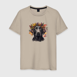 Лабрадор черный осенний арт – Мужская футболка хлопок с принтом купить со скидкой в -20%