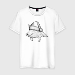 Новогодняя хрюшка – Мужская футболка хлопок с принтом купить со скидкой в -20%