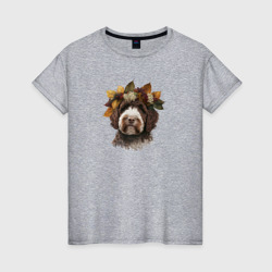 Лаготто романьоло арт с осенними листьями – Женская футболка хлопок с принтом купить со скидкой в -20%