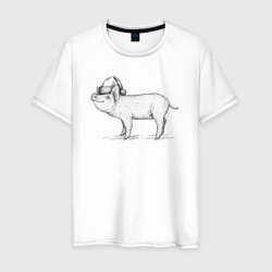Новогодний минипиг – Мужская футболка хлопок с принтом купить со скидкой в -20%