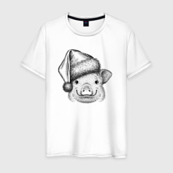 Поросенок новогодний – Мужская футболка хлопок с принтом купить со скидкой в -20%