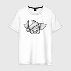 Хрюшка новогодняя – Мужская футболка хлопок с принтом купить со скидкой в -20%