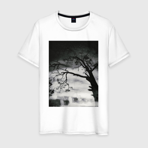 Мужская футболка хлопок Черное дерево, цвет белый