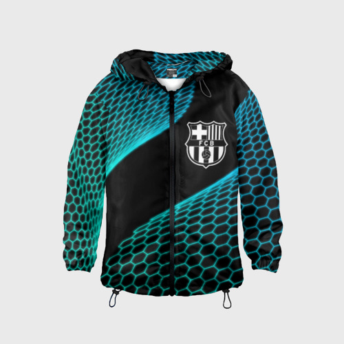 Детская ветровка 3D Barcelona football net, цвет черный
