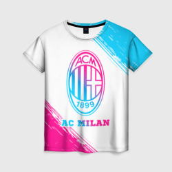 Женская футболка 3D AC Milan neon gradient style