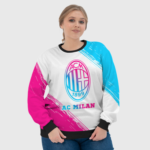 Женский свитшот 3D AC Milan neon gradient style, цвет 3D печать - фото 6