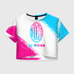 Женская футболка Crop-top 3D AC Milan neon gradient style