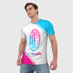 Мужская футболка 3D AC Milan neon gradient style - фото 2