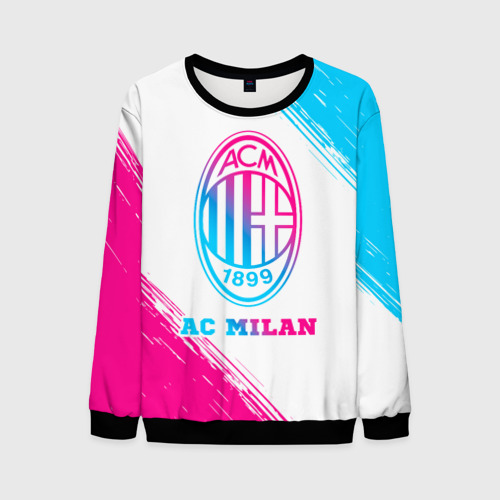 Мужской свитшот 3D AC Milan neon gradient style, цвет черный