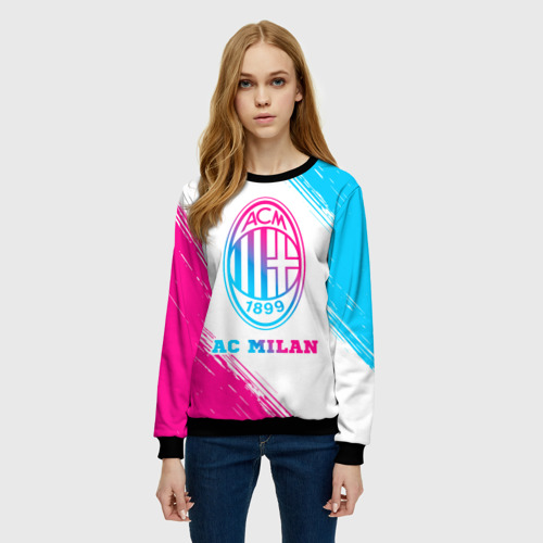 Женский свитшот 3D AC Milan neon gradient style, цвет 3D печать - фото 3