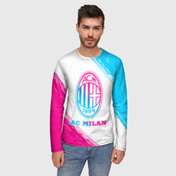 Мужской лонгслив 3D AC Milan neon gradient style - фото 2