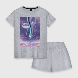 Женская пижама с шортиками хлопок Тихиро Огино дракон