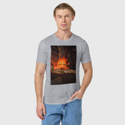Мужская футболка хлопок Кальцифер огненный демон - фото 2