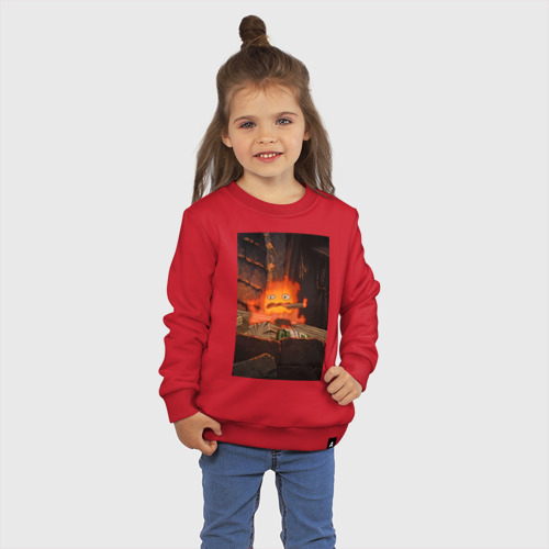 Детский свитшот хлопок Кальцифер огненный демон, цвет красный - фото 3