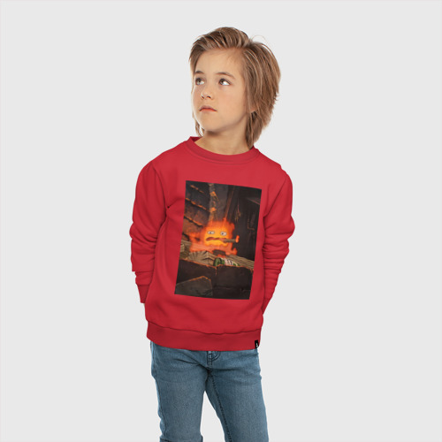 Детский свитшот хлопок Кальцифер огненный демон, цвет красный - фото 5