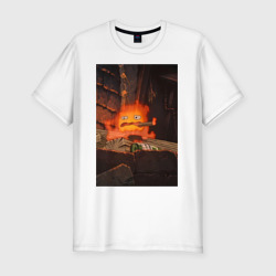 Мужская футболка хлопок Slim Кальцифер огненный демон